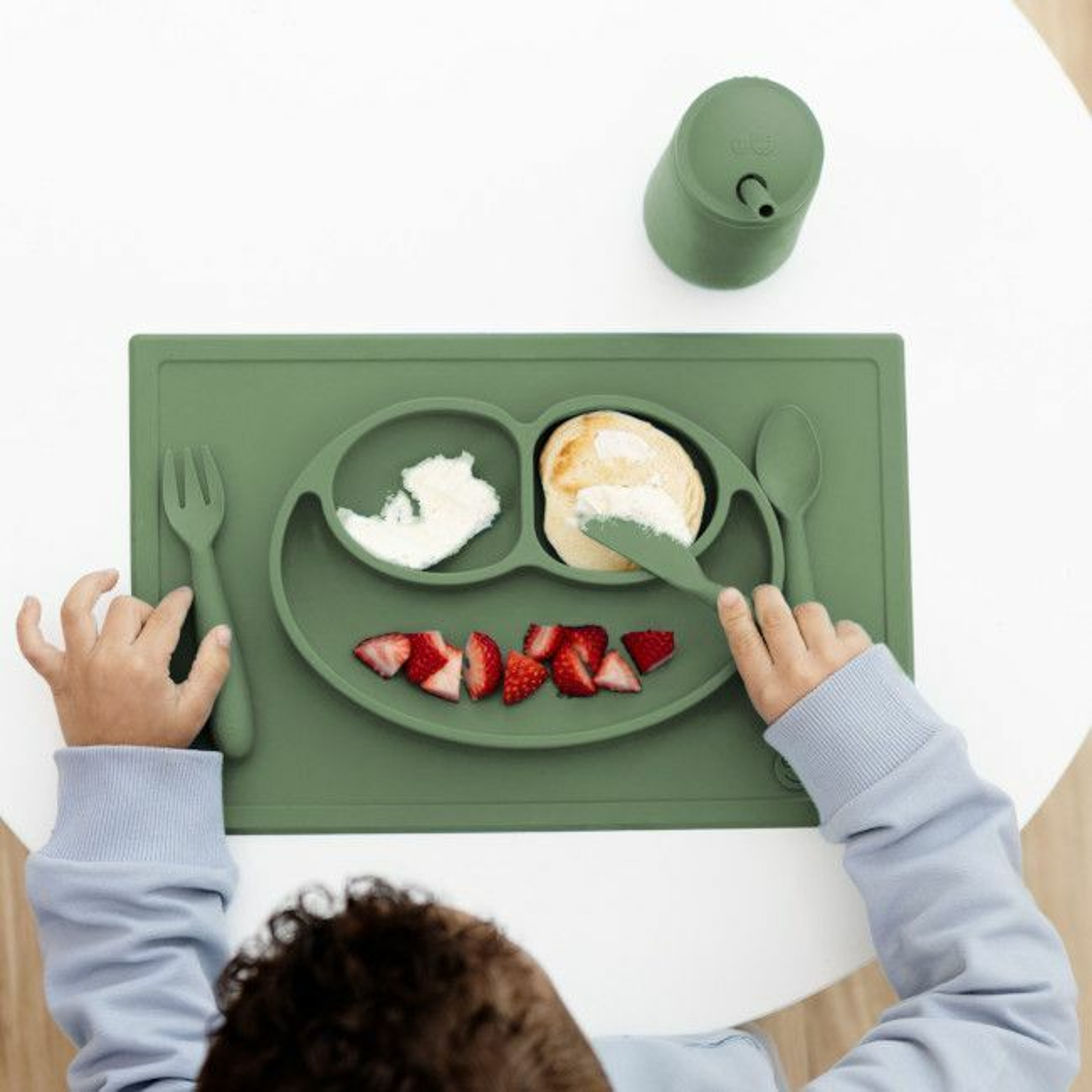 ezpz Pack de 3 Happy Utensils Verde Oliva EUHUO001