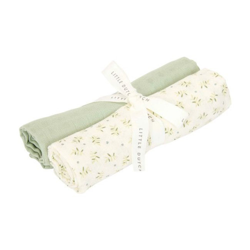 Little Dutch 2 Muslin Cloths 70x70 Blueberry Leaves TE51814034