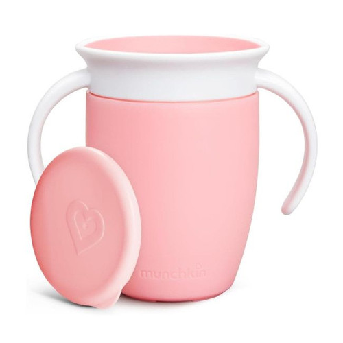 Munchkin Copo com Asas e Tampa 360 Miracle 200ml Light Pink +6M 90230 Munchkin 360 Miracle Trainer Cup with Handles and Lid 200ml Light Pink +6M 90230