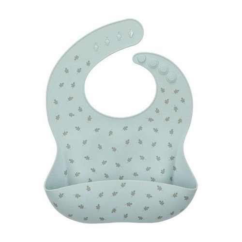 Tutete Babete com Bolso em Silicone Leaves Sage Tutete Silicone Bib with Pocket Leaves Sage