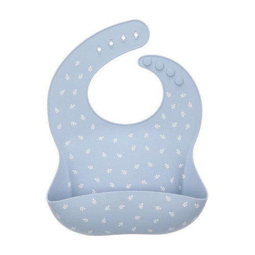 Tutete Silicone Bib with Pocket Leaves Blue