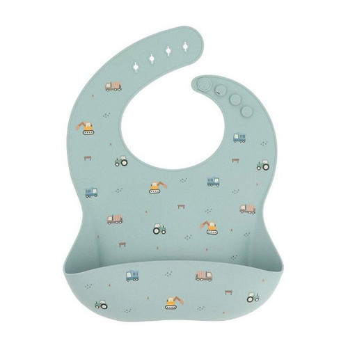 Tutete Silicone Bib with Pocket Trucks