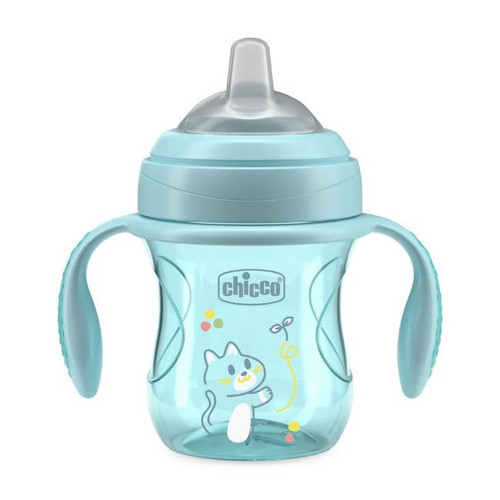 Chicco Copo de Aprendizagem com Asas Gato Azul +4M 00006911250000 Chicco Training Cup with Handles Blue Cat +4M 00006911250000