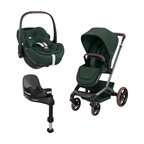 Maxi-Cosi Duo Carrinho Fame + Ovinho Pebble 360 Pro2 + Base Twillic Green