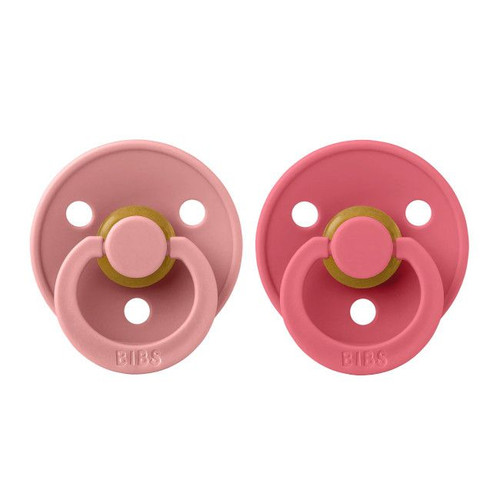 BIBS 2 Colour Latex Round Dummies Dusty Pink/Coral 0-6M