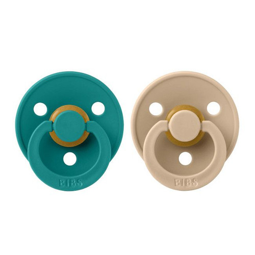 BIBS 2 Colour Latex Round Dummies Scuba/Taupe 6-18M