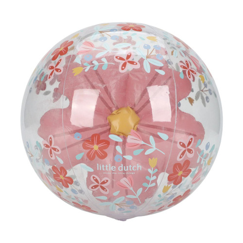 Little Dutch 3D Inflatable Beach Ball Pink Flowers +2 Years 2014448