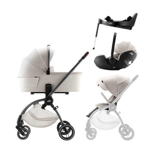 Britax Römer Stroller + Rio Carrycot + BabySafe Pro Infant Car Seat + Vario Lux Base Soft Taupe