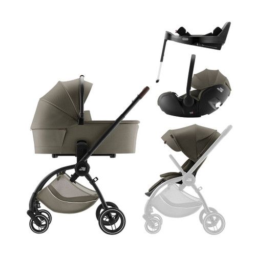 Britax Römer Stroller + Rio Carrycot + BabySafe Pro Infant Car Seat + Vario Lux Base Urban Olive