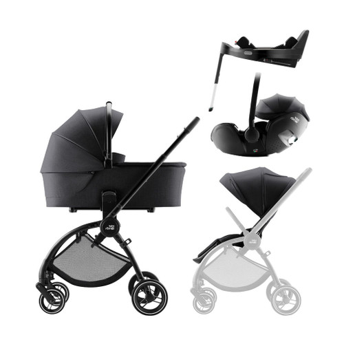 Britax Römer Stroller + Rio Carrycot + BabySafe Pro Infant Car Seat + Vario Style Base Carbon Black