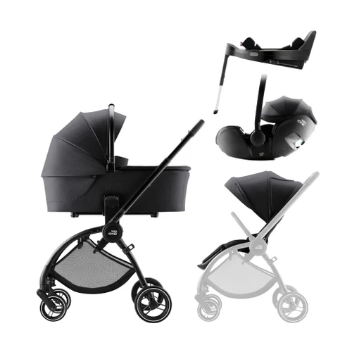Britax Römer Stroller + Rio Carrycot + BabySafe Pro Infant Car Seat + Vario Style Base Carbon Black