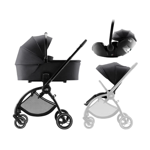 Britax Römer Stroller + Rio Carrycot + BabySafe Pro Infant Car Seat Style Carbon Black