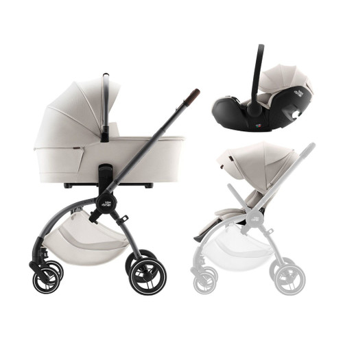 Britax Römer Carrinho + Alcofa Rio + Ovinho BabySafe Lux Soft Taupe