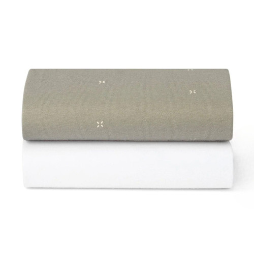 Snüz 2 Fitted Moses Basket Sheets Sage Cross BD028DT