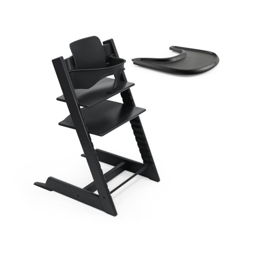 Stokke Cadeira Tripp Trapp Faia + Baby Set 2 + Tabuleiro Black
