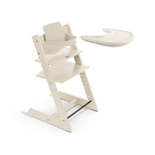 Stokke Tripp Trapp Beech Chair + Baby Set 2 + Tray Vanilla White