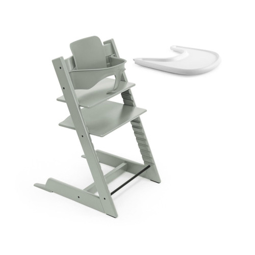 Stokke Cadeira Tripp Trapp Faia + Baby Set 2 Glacier Green + Tabuleiro White