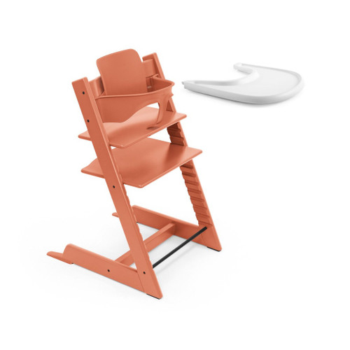 Stokke Cadeira Tripp Trapp Faia + Baby Set 2 Terracotta + Tabuleiro White