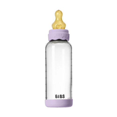 BIBS Glass Baby Bottle Round Teat Medium Flow Violet Sky 240ml