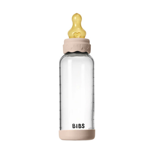 BIBS Glass Baby Bottle Round Teat Medium Flow Blush 240ml