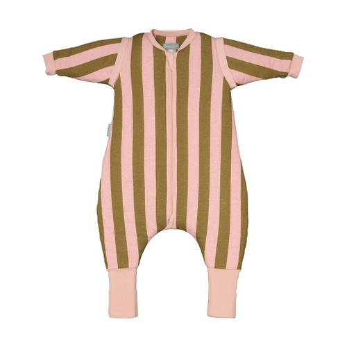Molis&Co Sleepsuit with Sleeves and Socks TOG 2.5 Khaki & Rose Stripes 80-90cm