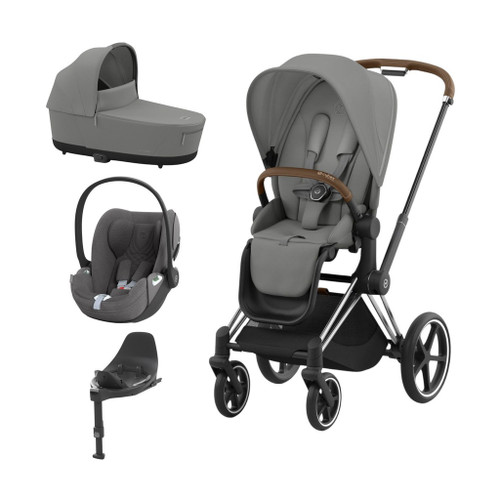 Cybex Trio PRIAM NG Chrome Brown + Alcofa + Base Isofix + CLOUD T i-Size Mirage Grey