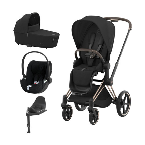 Cybex Trio PRIAM NG Rosegold + Carrycot + Isofix Base + CLOUD T i-Size Sepia Black