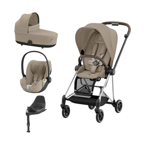 Cybex Trio MIOS NG Chrome Black + Carrycot + Isofix Base + CLOUD T i-Size Cozy Beige