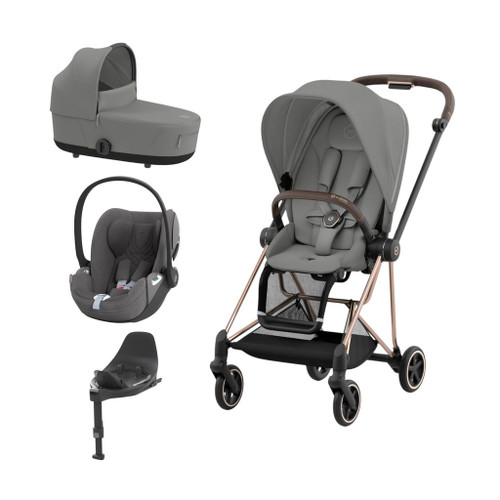 Cybex Trio MIOS NG Rosegold + Carrycot + Isofix Base + CLOUD T i-Size Mirage Grey