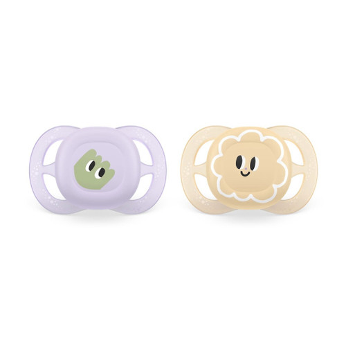 Philips AVENT Ultra Start 2 Soothers Pattern Purple/Yellow 0–2M 177SCF075/13