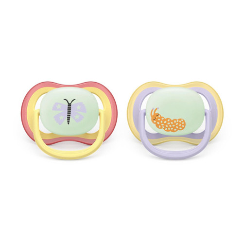 Philips AVENT Ultra Air Night 2 Soothers Butterfly/Silkworm 0-6M 177SCF376/25