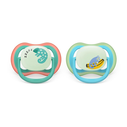 Philips AVENT Ultra Air Night 2 Soothers Chameleon/Monkey 6-18M 177SCF376/28