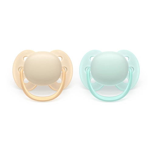Philips AVENT Ultra Soft 2 Soothers Yellow/Blue 0-6M 177SCF091/40