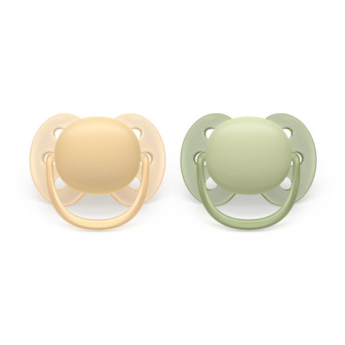 Philips AVENT Ultra Soft 2 Soothers Yellow/Green 6-18M 177SCF091/45