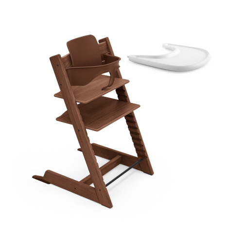 Stokke Cadeira Tripp Trapp Carvalho + Baby Set 2 Warm Brown + Tabuleiro White