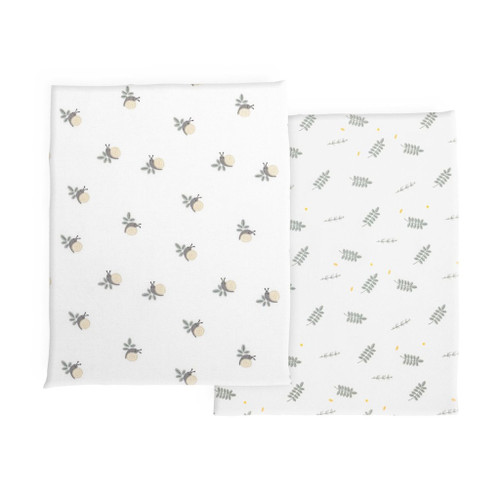 Chicco 2 Fitted Sheets for Next2Me Twins Crib Bamboo Greenery 09101126350990