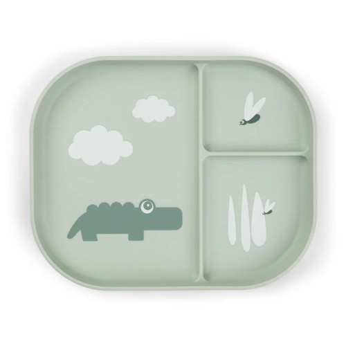 Done by Deer Foodie Divided Plate Croco Green 1736553