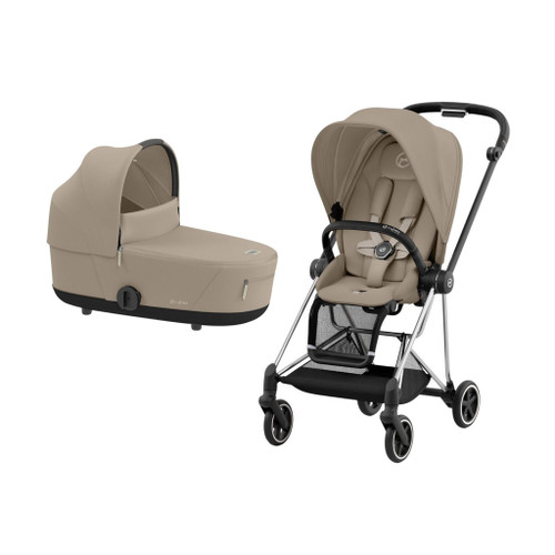 Cybex MIOS NG Chrome Black Pushchair + Lux Carry Cot Cozy Beige