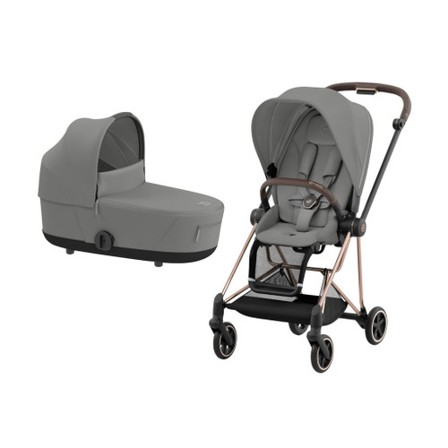 Cybex Duo Carrinho MIOS NG Rosegold + Alcofa Lux Mirage Grey