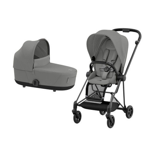 Cybex MIOS NG Matt Black Pushchair + Lux Carry Cot Mirage Grey