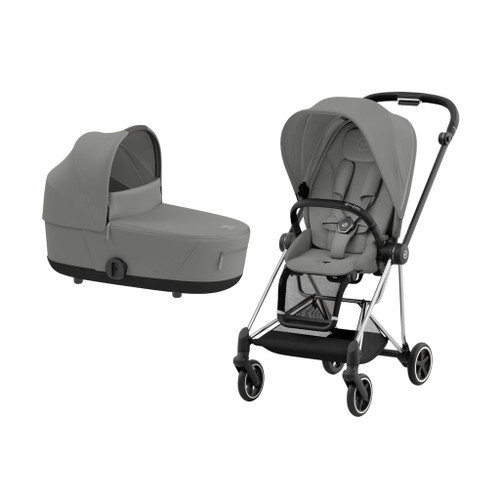 Cybex MIOS NG Chrome Black Pushchair + Lux Carry Cot Mirage Grey