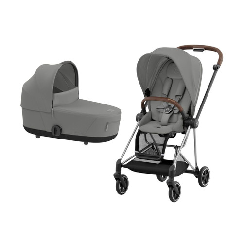 Cybex MIOS NG Chrome Brown Pushchair + Lux Carry Cot Mirage Grey