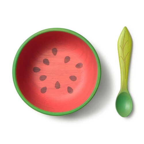 Oli&Carol Wooden Bowl and Spoon Wally Watermelon W-BOWL-WATERMELON