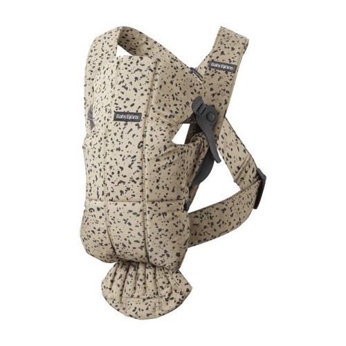 BabyBjörn Baby Carrier Mini Woven Beige/Dark Grey Print 021038