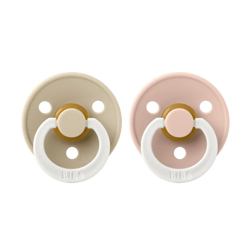 BIBS 2 Chupetas Colour Glow Látex Redonda Vanilla/Blush 18-36M
