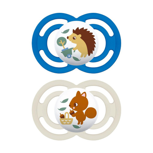MAM 2 Chupetas Perfect Silicone Ouriço/Esquilo Azul +16M S200