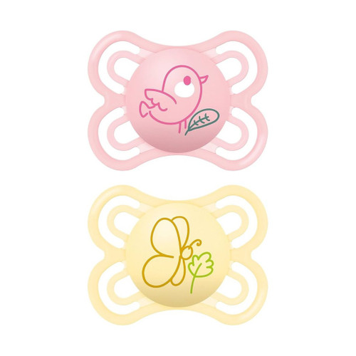 MAM 2 Chupetas Perfect Silicone Pássaro/Borboleta Rosa 2-6M S195