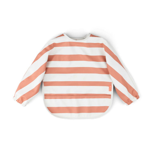 Done by Deer Sleeved Bib with Pocket Stripes Papaya 1333206