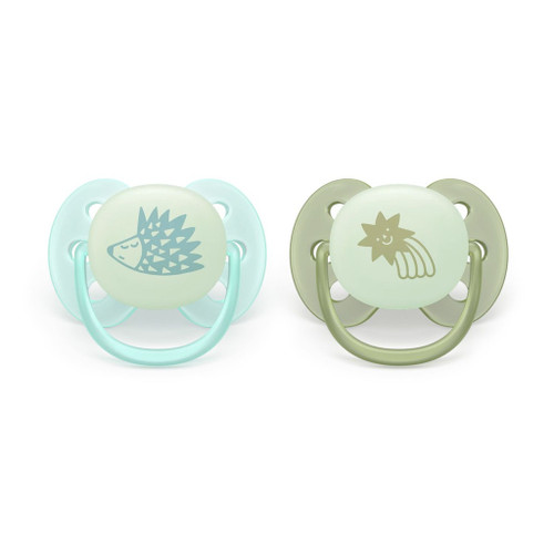 Philips AVENT 2 Chupetas Ultra Soft Night Azul/Verde 0-6M 177SCF094/01
