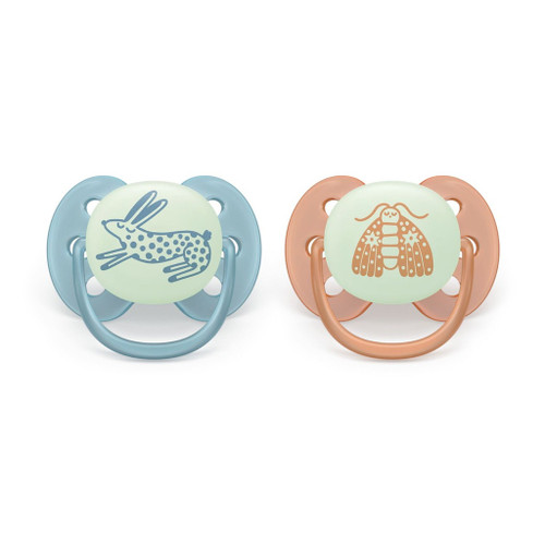 Philips AVENT Ultra Soft Night 2 Soothers Blue/Orange +18M 177SCF094/06